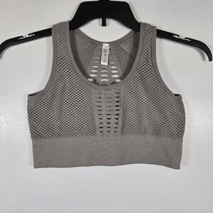 Gray Cut Out Shredded Racerback Sports Bra Size Large